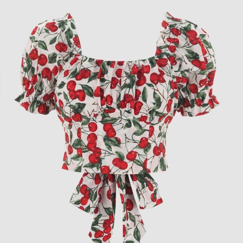 Cider Cherry Top with Bow Tie in Back